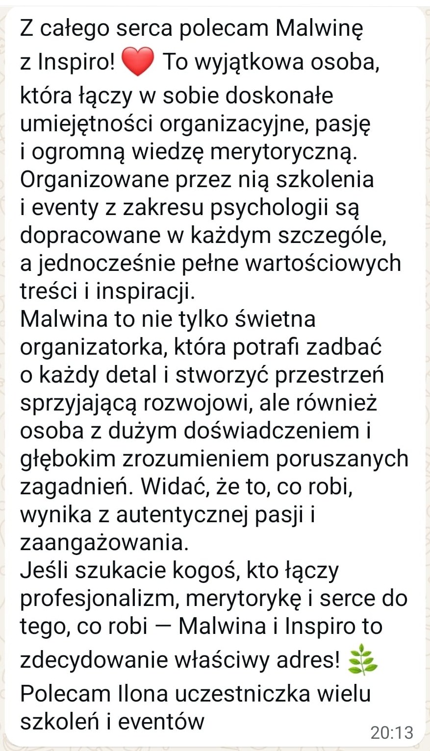 Opinia Ilony o&nbsp;Malwinie i&nbsp;Inspiro