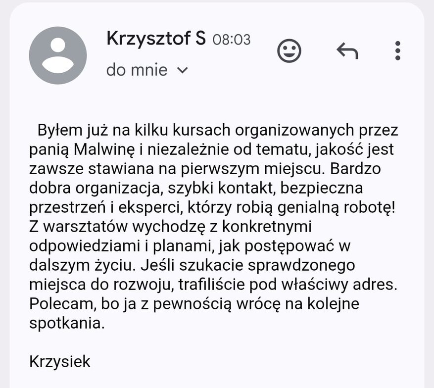 Opinia Krzysztofa o&nbsp;kursach Malwiny