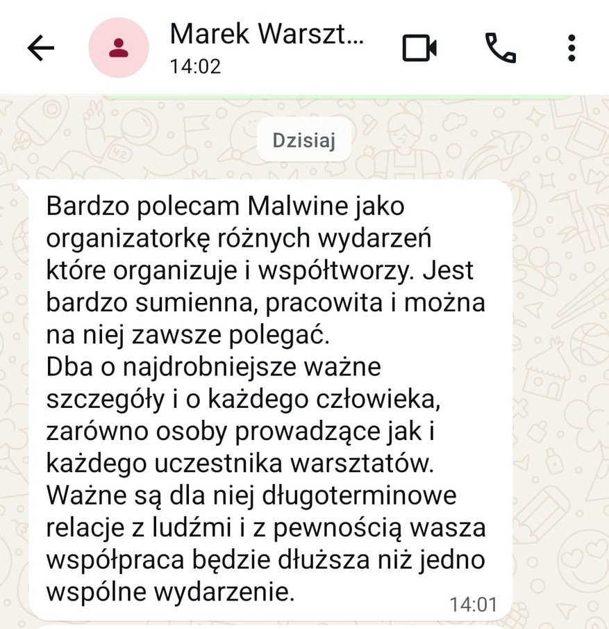 Opinia Marka o&nbsp;Malwinie jako organizatorce wydarzeń